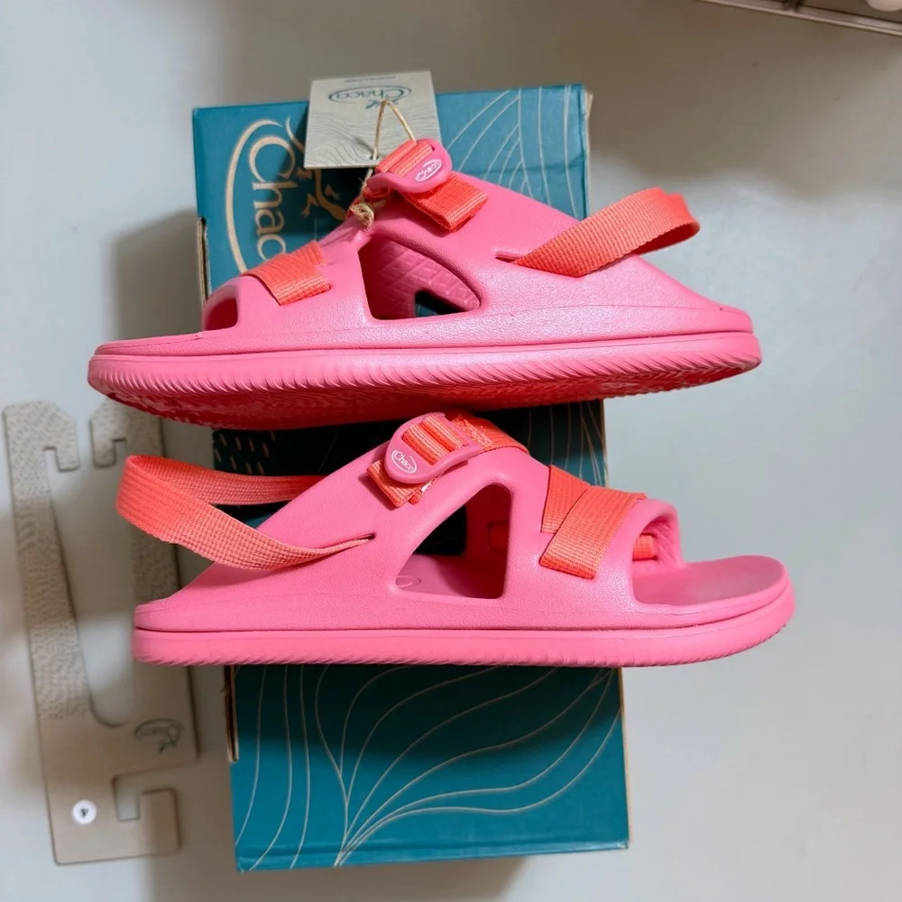 Chaco | Chillos Sport Sandal EVA Kids Girls Rose Pink Coal New 4 Spring Summer - Picture 7 of 15